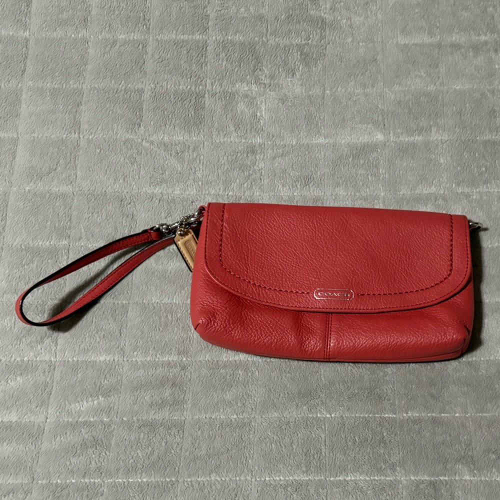 Coach Orange Wristlet Clutch